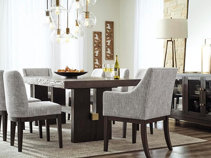 Signature Design by Ashley Burkhaus Traditional Dining Upholstered Arm Chair, 2 Count, Gray & Dark Brown
