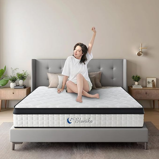 Queen Size 10 Inch Gel Memory Foam Mattress with Individual Pocket Spring for Pressure Relief & Motion Isolation, Premier Comfort Night Sleep, Medium Firm Hybrid Queen Mattress in a Box