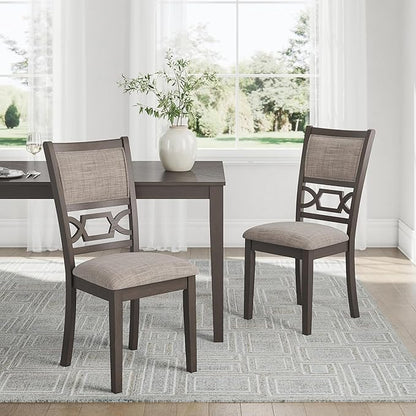 Signature Design by Ashley Wrenning Modern Diamond Patterned Dining Table with 4 Upholstered Chairs and Bench, Set of 6, Gray & Light Gray