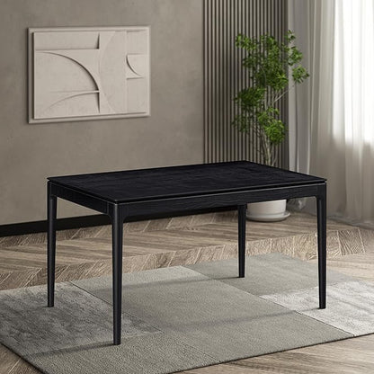 NTC Mingle 55 Inch Modern Design, Rectangular Dinner Table for Dining Room, Living Room Furniture, Effortless Assembly, Burnt Black