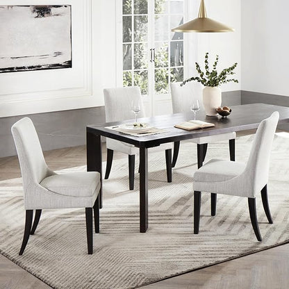 Upholstered Dining Chairs Modern Sidechair Performance Fabric High Back Armlesschair for Diningroom Kitchen,Linen,Set of 2(1 Box)
