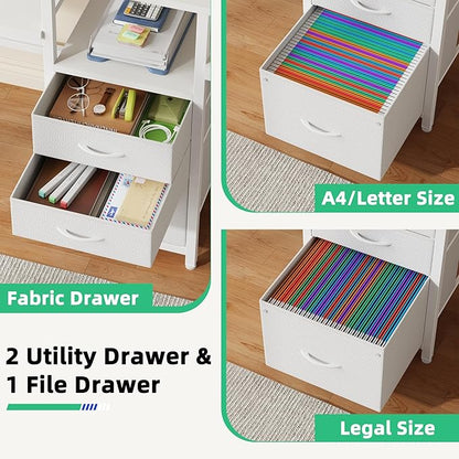 93'' Two Person Desk with Charging Station, Long Desk with 3 Drawers and Printer Shelf, Double Computer Desk, Fabric Drawers, 2 Person Writing Study Table Workstation for Home Office, White