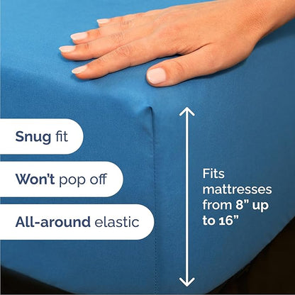 Queen Size 4 Piece Sheet Set - Comfy Breathable & Cooling Bed Sheets Set - Hotel Luxury Bedding for Women, Men, Kids, Teens, Boys & Girls - Deep Pockets, Soft and Wrinkle Free - Oeko-Tex - Denim Blue