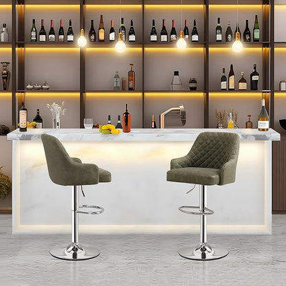 VECELO Adjustable Bar Stools Set of 2, Bar Height Stools for Kitchen Counter