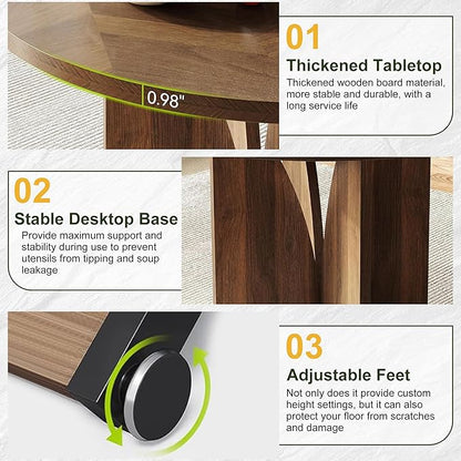 NicBex 39 Inch Round Dining Table for 4, Wooden Small Dinner Table Farmhouse Kitchen Tables with X-Shaped Stable Pedestal for Dining Room, Kitchen, Living Room, Brown