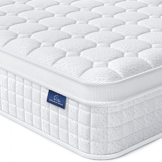 Vesgantti 10 Inch Multilayer Hybrid Twin Mattress - Multiple Sizes & Styles Available, Ergonomic Design with Memory Foam and Pocket Spring, Medium Firm Feel, White
