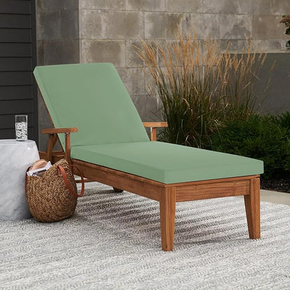 Chaise Lounge Cushions Outdoor - Waterproof and Fade Resistant Sun Lounger Replacement Cushions - Patio Lounger Pads with Removable Cover for Pool, Deck, Lawn, 80 x 26 x 3 Inch, Sage Green