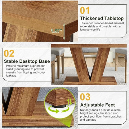 NicBex 47" Dining Table for 4 People, Farmhouse Dinner Table Small Dining Room Tables Rectangular Wooden Kitchen Tables with Heavy Duty Pedestal for Kitchen, Living Room, Black & Brown