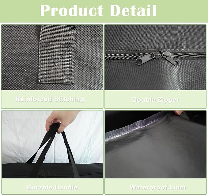 Folding Table Storage Bag, 25" D X 25" W X4.5 H Waterproof Heavy Duty Carrying Bag for 4ft Folding Tables, Picnic/Camp Tables Cover with Durable Zipper & Shoulder Strap, Black
