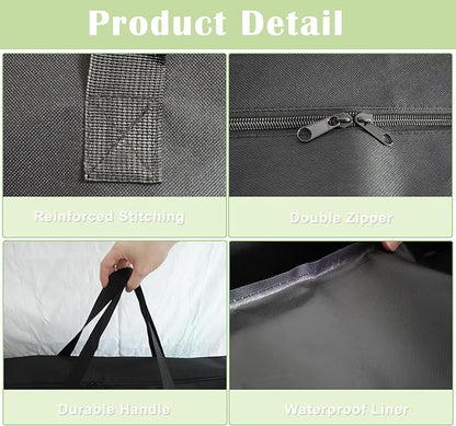Folding Table Storage Bag, 25" D X 25" W X4.5 H Waterproof Heavy Duty Carrying Bag for 4ft Folding Tables, Picnic/Camp Tables Cover with Durable Zipper & Shoulder Strap, Black