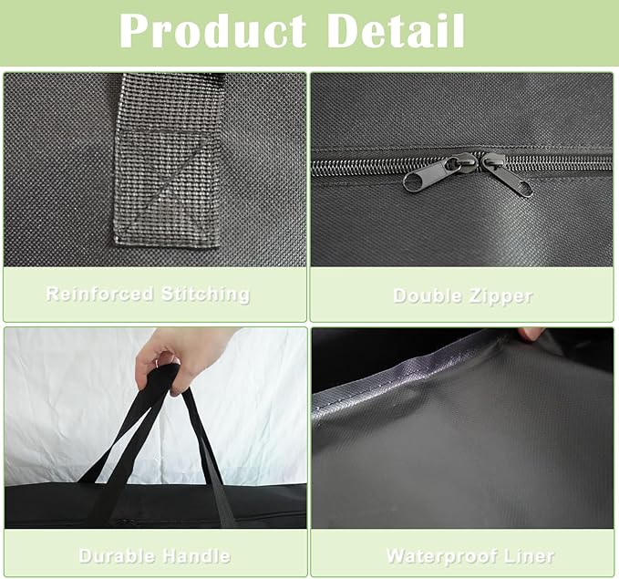4/6/ 8 Foot Folding Table Storage Bag, Waterproof Heavy Duty Large Carrying Bag for Folding Tables, Picnic/Camp Tables Cover with Durable Zipper & Shoulder Strap, 31" D X 49" W X4.7 H, Black