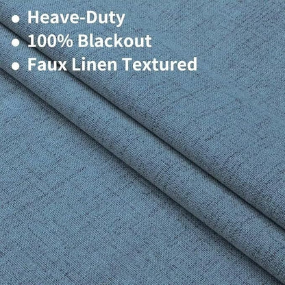 Joydeco Natural Linen Curtains 84 inch Length 2 Panels Set Burg 100% Blackout Patio Door Curtain Room Darkening Sliding Door Curtains Thermal Insulated Back tab Rod Pocket(105x84 inch, Sky Blue)