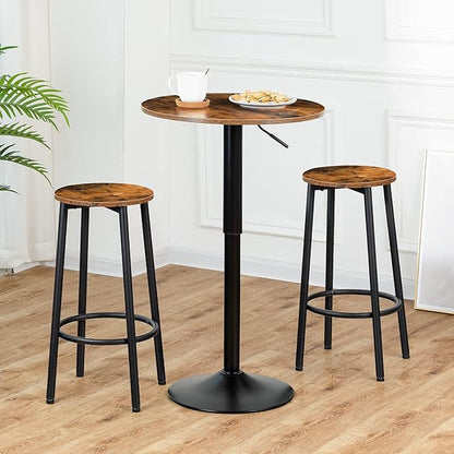 HOOBRO Bar Stools, Set of 2 Bar Chairs, Kitchen Round Height Stools with Footrest, Breakfast Bar Stools, Sturdy Steel Frame, for Dining Room, Kitchen, Party, Easy Assembly, Rustic Brown BF03BY01