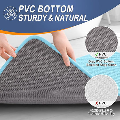 OLANLY Thick Memory Foam Bath Mat Rug 24x16, Extra Soft Absorbent Bathroom Rug, Quick Dry Bath Mats, Non-Slip, Machine Washable Carpet for Bathroom, Tub and Shower, Home Decor Accessories, Sky Blue