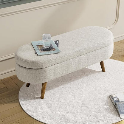 NicBex Ottoman Bench with Storage for Bedroom, 43.5" Upholstered End of Bed Bench with Rubber Wood Legs, Linen Storage Bench for Living Room or Entryway,