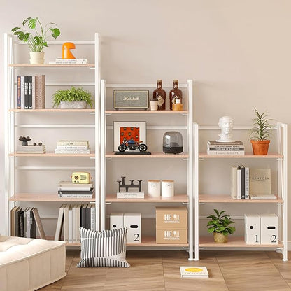 BHG Vintage Multifunctional Folding Bookshelf, No-Assembly Plant Stand Storage Rack Shelves for Home Office (White, 5-Tier)