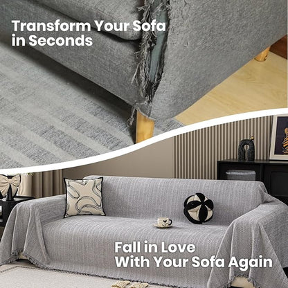 Nobildonna Sofa Cover Washable Soft Thicken Chenille Couch Cover with Tassel,Waterproof Sofa Slipcovers for 2 Cushion Couch,Loveseat,Futon Couch Furniture Protector Pet-Friendly,Gray 71"x102"