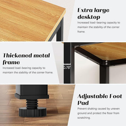 Need Small Square Dining Table- 31-1/2'' Sturdy and Heavy Duty Writing Desk for Small Spaces and Writing Table Desk, Teak Color Desktop & Black Frame AC3BB(8080) Breakroom Table