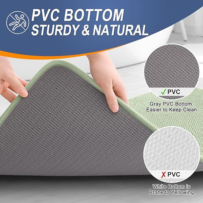 OLANLY Thick Memory Foam Bath Mat Rug 47x24, Extra Soft Absorbent Bathroom Rug, Quick Dry Bath Mats, Non-Slip, Machine Washable Carpet for Bathroom, Tub and Shower, Home Decor Accessories, Sage Green