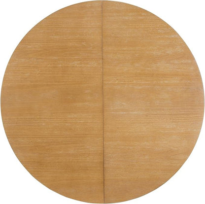 Ball & Cast Farmhouse Extendable Dining Table for 4-6, 42"-58" Extendable Kitchen-Table with a 16" Leaf, Round Ellipse Retro Wood Dining Room-Table w/Double Layer Base,Two Tone Color, Natural