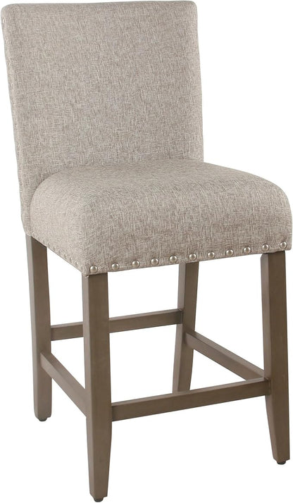 Homepop Home Decor | Backless Nailhead Trim Counter Height Bar Stools | 24 Inch Bar Stools | Decorative Home Furniture (Sterling Gray)
