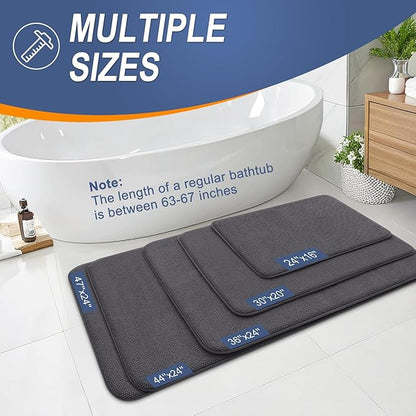 OLANLY Thick Memory Foam Bath Mat Rug 44x24, Extra Soft Absorbent Bathroom Rug, Quick Dry Bath Mats, Non-Slip, Machine Washable Carpet for Bathroom, Tub and Shower, Home Decor Accessories, Dark Grey