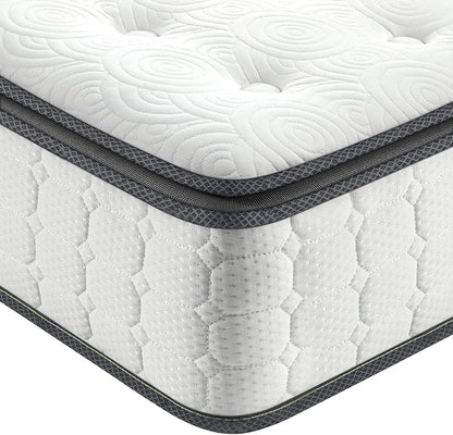 Vesgantti Full Size Mattress, 12 Inch Hybrid Full Mattress in a Box, Pillow Top Double Bed Mattresses, Gel Memory Foam and Pocket Coils Innerspring Mattresses, Pressure Relief, Medium Firm Plush Feel