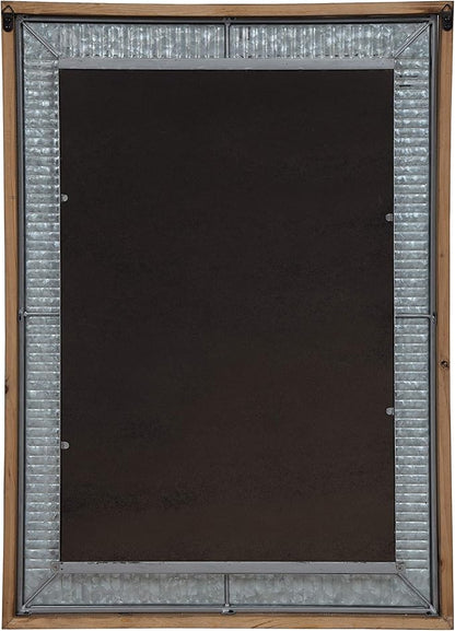 Kate and Laurel Deely Farmhouse Wall Mirror, 20 x 30, Rustic Brown and Silver, Rustic Wall Decor with Galvanized Metal Frame