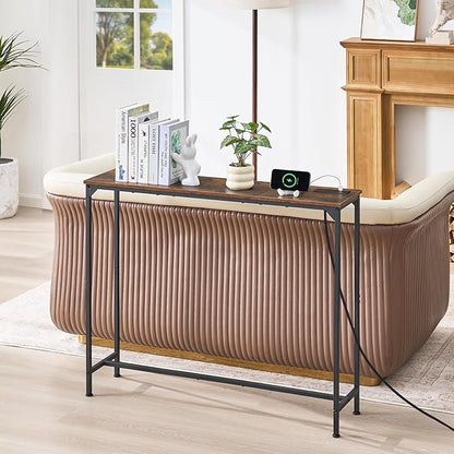 Console Table, Narrow Entryway Table, Thin Sofa Table, Behind Couch Table,for Hallway, Bedroom, Living Room, Foyer, 9.4 x 39.4 x 31.5 Inches, Rustic Brown