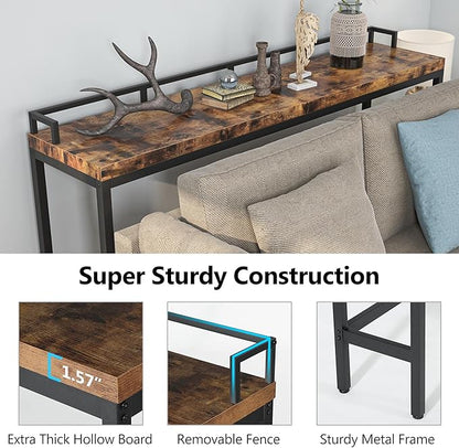 Tribesigns 70.9 inch Extra Long Sofa Table, Narrow Console Table Behind Couch, Rustic Industrial Entryway Table Skinny Hallway Table for Living Room