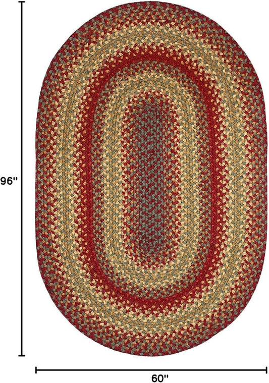 Cider Barn Cranberry Red Braided Oval Area Rugs, Jute, 5x8' - Perfect Country Rustic Decor for Living Room, Dining Room, Everywhere