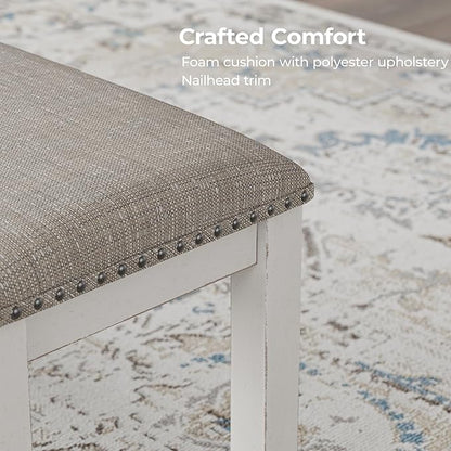 Signature Design by Ashley Robbinsdale Large Upholstered 48" W Dining Bench, Light Gray & White