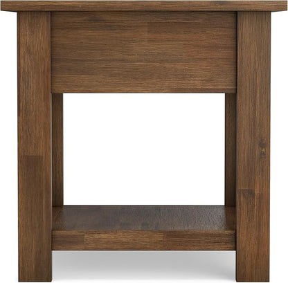 SIMPLIHOME Monroe SOLID ACACIA WOOD 22 inch Wide Square Rustic End Table in Rustic Natural Aged Brown for the Living Room and Bedroom