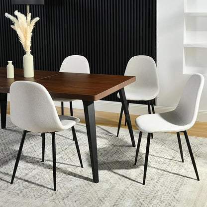 FurnitureR Dining Chairs Set of 4 Comfortable Upholstered, Fabric Mid-Back Armless Accent Side Chairs for Home, Kitchen, Living Room, Bedroom, Restaurant, and Café (Off White)