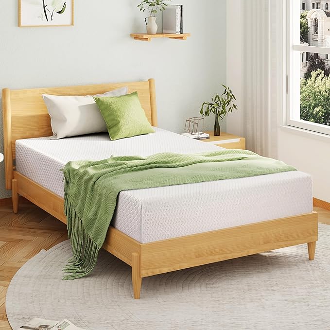 6 Inch Queen Size Mattress for Kids, Memory Foam Mattress with Cooling Green Tea Gel, Relieve Pressure with Medium Firm Support, CertiPUR-US Certified, 80''L x 60''W, White