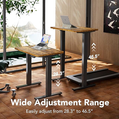 HUANUO Electric Standing Desk, 40 x 24 Inch Height Adjustable Computer Desk with Storage Bag, 4 Height Memory Settings, Sit Stand Up Desk for Home Office, Rustic Brown