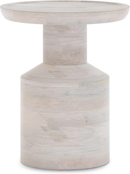 SIMPLIHOME Haynes 16-inch Wide Solid Mango End Table in White Wash, Handcrafted Boho-Style Accent Table for Living, Bedroom, or Home Office, Assembled