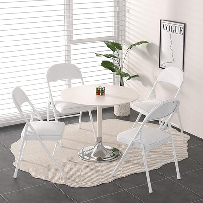 VECELO Padded Folding Chairs 4 Pack, Comfortable Cushioned Seat & Backrest with Steel Frame, for Office, Indoor Outdoor, Commercial Events, Light Grey