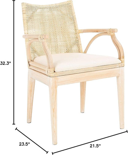 SAFAVIEH Home Collection Gianni Natural Wash/White Cushion Living Dining Room Bedroom Office Foyer Arm Chair SEA4011B