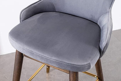 Roundhill Furniture Leland Fabric Upholstered Counter Height Wingback Stools, Set of 2, Gray