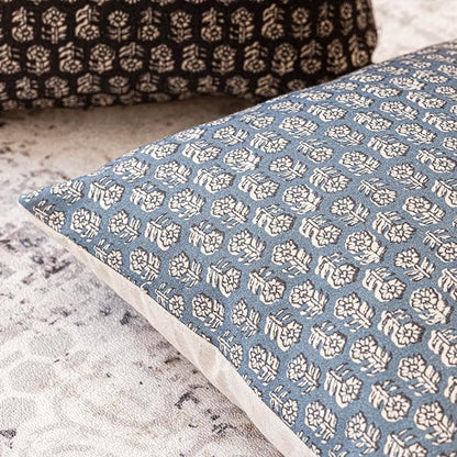 Foindtower Set of 2 Decorative Neutral Body Lumbar Throw Pillow Covers Vintage Accent Farmhouse Cushion Covers Floral Home Decor for Sofa Couch Chair Bedroom Living Room Outdoor,14×36 Inch,Dusty Blue