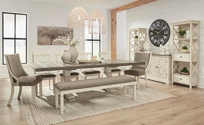 Signature Design by Ashley Bolanburg Modern Farmhouse Upholstered Dining Chair, 2 Count, Brown