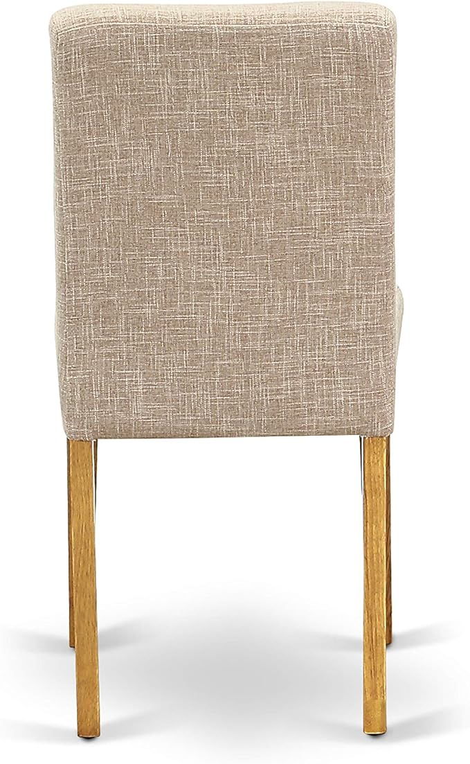 East West Furniture VAAB5-OAK-04 5 Piece Kitchen Table Set for 4 Includes an Oval Dining Table with Butterfly Leaf and 4 Light Tan Linen Fabric Upholstered Chairs, 40x76 Inch, Oak