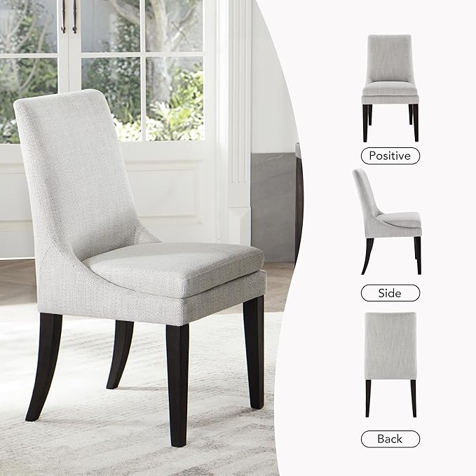 Upholstered Dining Chairs Modern Sidechair Performance Fabric High Back Armlesschair for Diningroom Kitchen,White,Set of 4(2 Box)