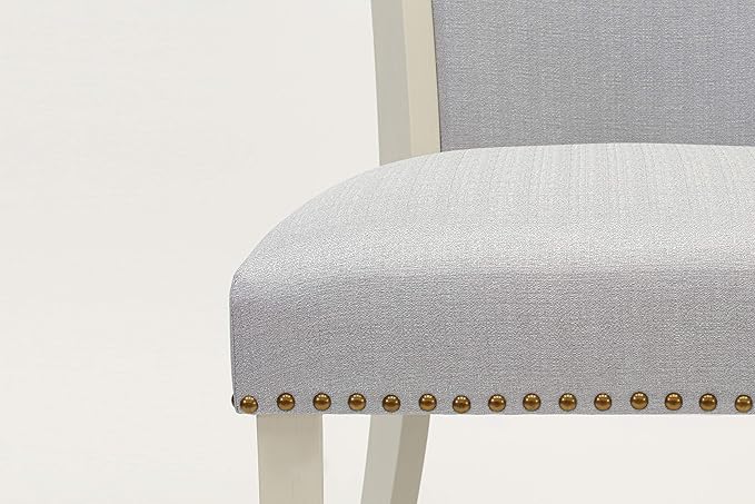 East West Furniture X077VE005-7 7 Piece Dining Table Set Consist of a Rectangle Dining Room Table with X-Legs and 6 Grey Linen Fabric Parsons Chairs, 40x72 Inch, Multi-Color