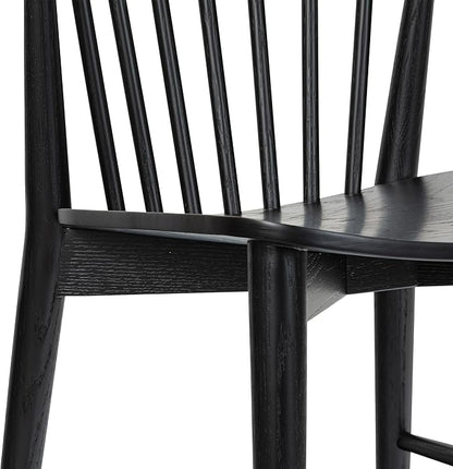 POLY & BARK Ligna Dining Chair Oak – Mid-Century Inspired Chair with Sculpted Spindle Back – Solid American Walnut Frame and Engineered Wood Veneered Seat – Fully Assembled and Ready to Use