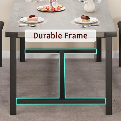 3-Piece Dining Table Set for 4-6 People, Extendable Kitchen Table Set with 2 Upholstered Benches, Dining Room Table Set for Apartment, Kitchen, Living Room, Gray
