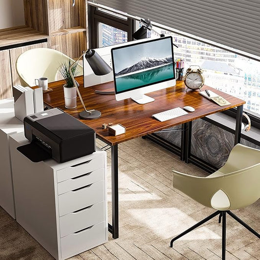 Coleshome 40 Inch Computer Desk, Modern Simple Style Desk for Home Office, Study Student Writing Desk, Deep Brown