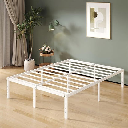 16 Inch White King Bed Frame Heavy Duty Metal Platform King Size Bed Frames with High Storage, Eassy Assembly 3,500 lbs Heavy Duty Bedframes