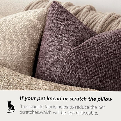 Foindtower Pack of 2 Textured Boucle Throw Pillow Covers Accent Solid Pillow Cases Cozy Soft Decorative Couch Cushion Case for Chair Sofa Bedroom Living Room Home Decor 18x18 Inch Dark Purple